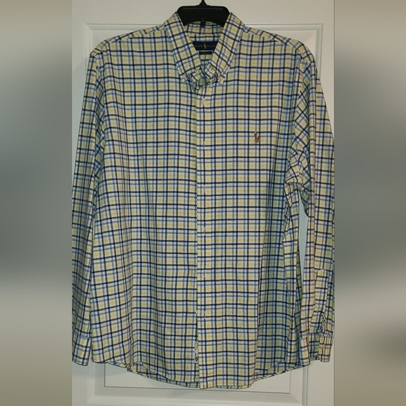 Polo Ralph Lauren Blue, White & Yellow Plaid Casual Button Down Shirt - Picture 1 of 4